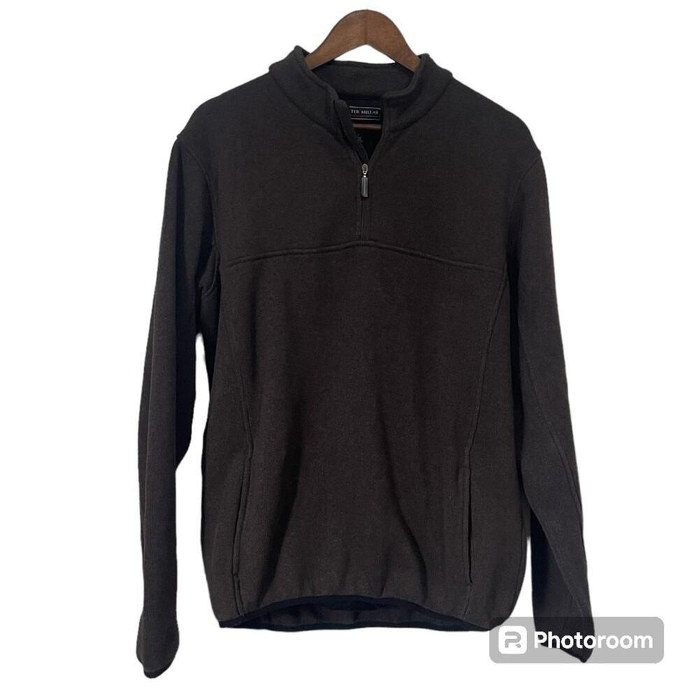 Peter Millar Warmth Element Brown Quarter Zip Pullover Men's Size Medium